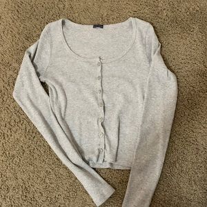 Brandy Melville Grey Long Sleeve Zelly Top